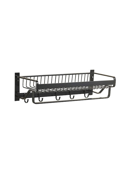 Home Use Metal Wall Hanger Black 57x13x22cm 1pc