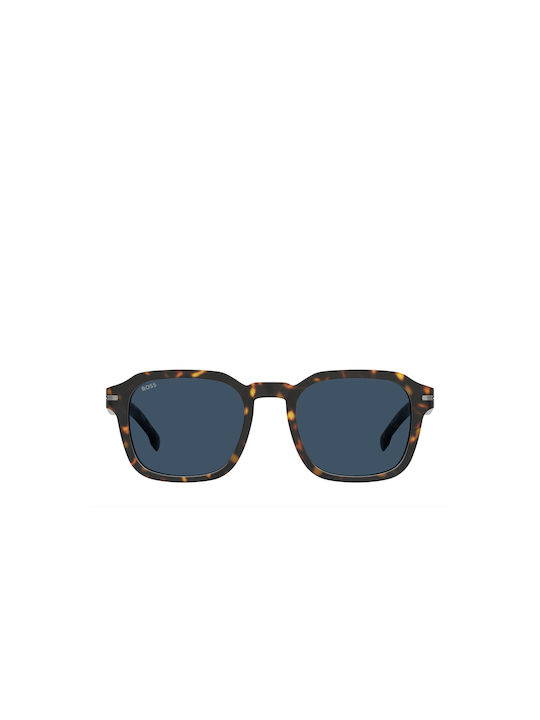 Hugo Boss Men's Sunglasses with Brown Tartaruga Plastic Frame and Blue Lens HG 1627/S 086/KU