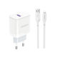 Dudao Φορτιστής με Θύρα USB-A και Καλώδιο Lightning 18W Λευκός (A20EU)