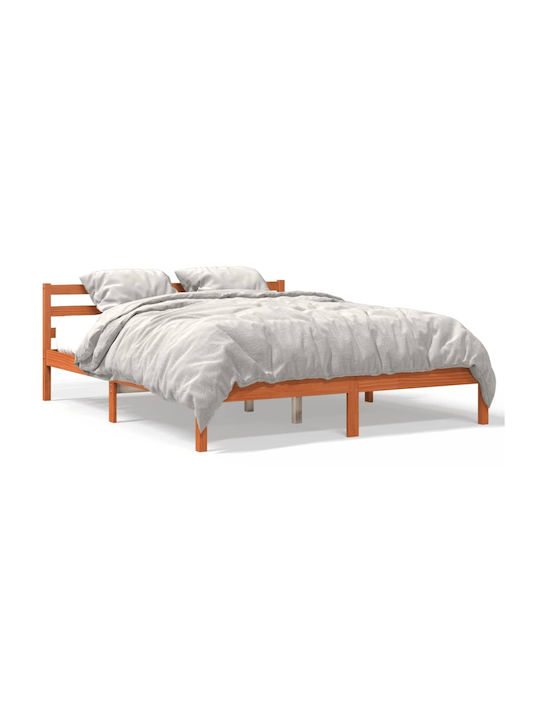 Queen Solid Wood Bed Coffee with Slats for Mattress 160x200cm