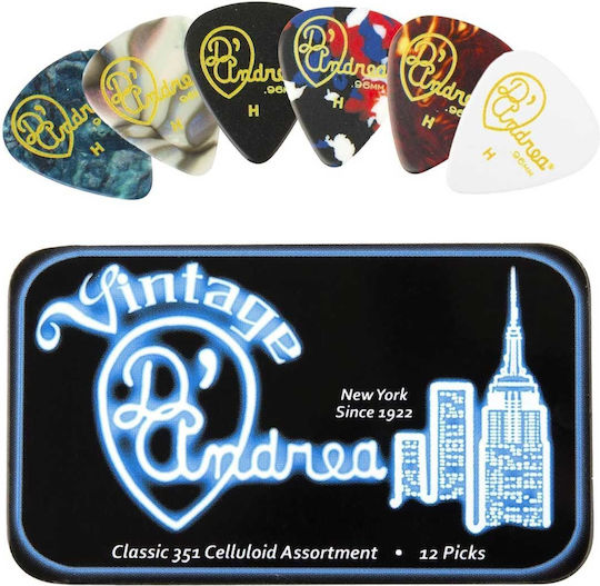D'Andrea Πένες Κιθάρας Pick Tins Classic Celluloid Heavy 351 Σετ