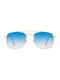 Sunglasses with Gold Metal Frame and Blue Lens 02-8813