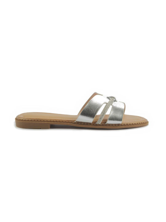 Slipper mit Fardia Fassa und Riemen mit Strasssteinen Fshoes N123.17 - Fshoes - Silber