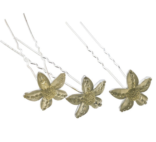 Hairpin Metallic Tulip with Strass on its pedals