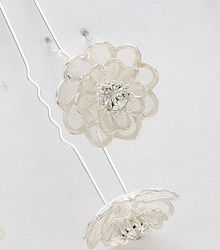Haarnadel Metallic Blume Design mit Strass