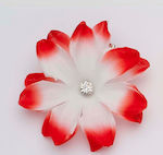 Clippy fabric flower in 6 color combinations with Strass-red