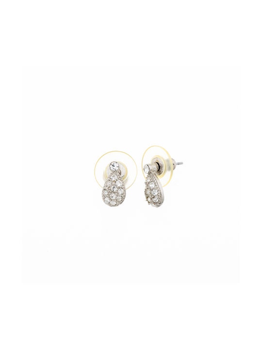 Metallic Earrings Tear Design with Strass Earrings