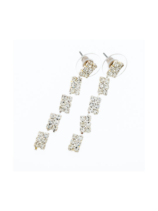 Metallic Pendant Earrings 6cm With Strass