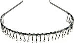 Metallic flat bar with wire and strass in 2 colors-black