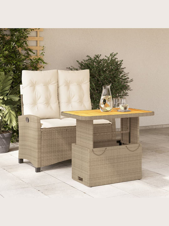 Garden & Outdoor Furniture Sets Dining Room Set 2 Pieces Beige with Pillows