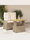 Garden & Outdoor Furniture Sets Dining Room Set 2 Pieces Beige with Pillows