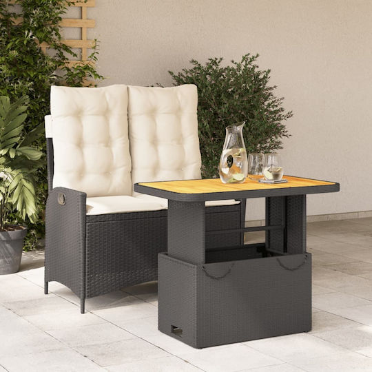 Garten- und Outdoor-Möbelsets 2 Stück Schwarz mit Kissen