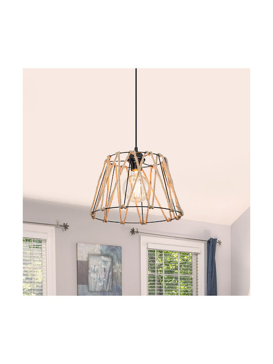 Pakketo PWL-1160 Κρεμαστό Φωτιστικό Μαύρο Boho με Σχοινί για Ντουί E27 31x23.5x21εκ.