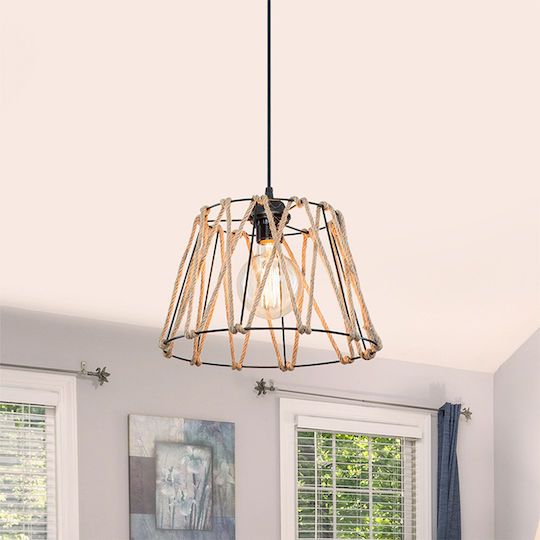 Pakketo PWL-1160 Pendant Light Black Boho with Rope for Socket E27 31x23.5x21cm