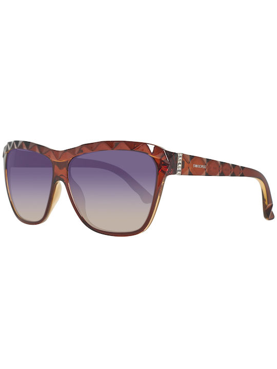 Swarovski Women's Sunglasses with Brown Plastic Frame and Purple Gradient Lens SK0079 50W