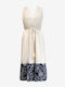 Summer Midi Dress for Wedding Christening Beige/Blue