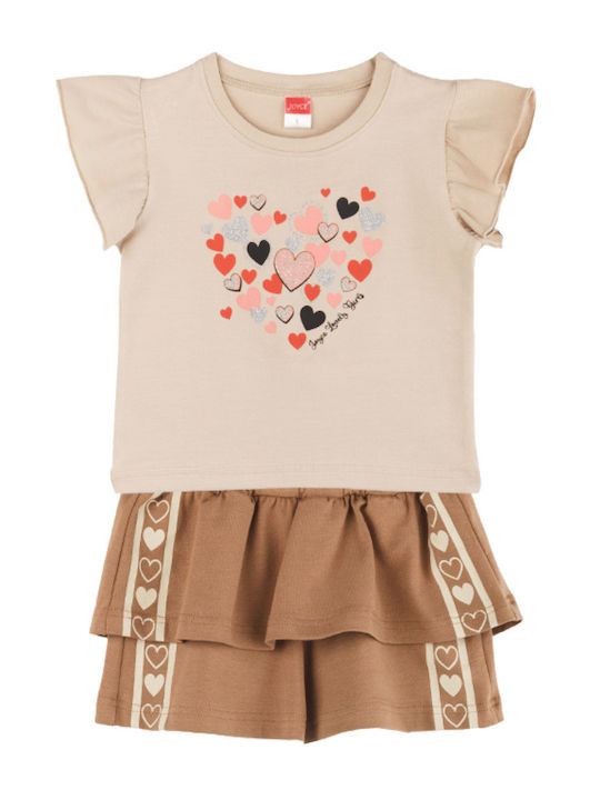 Joyce Kids Set with Shorts Summer 2pcs beige Hearts