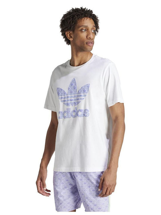 Adidas Monogram T-shirt Bărbătesc cu Mânecă Scurtă Alb