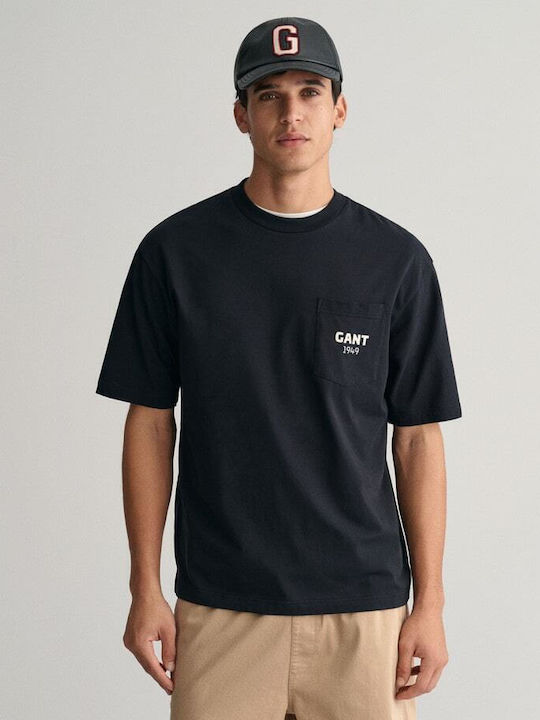 Gant Herren T-Shirt Kurzarm Schwarz