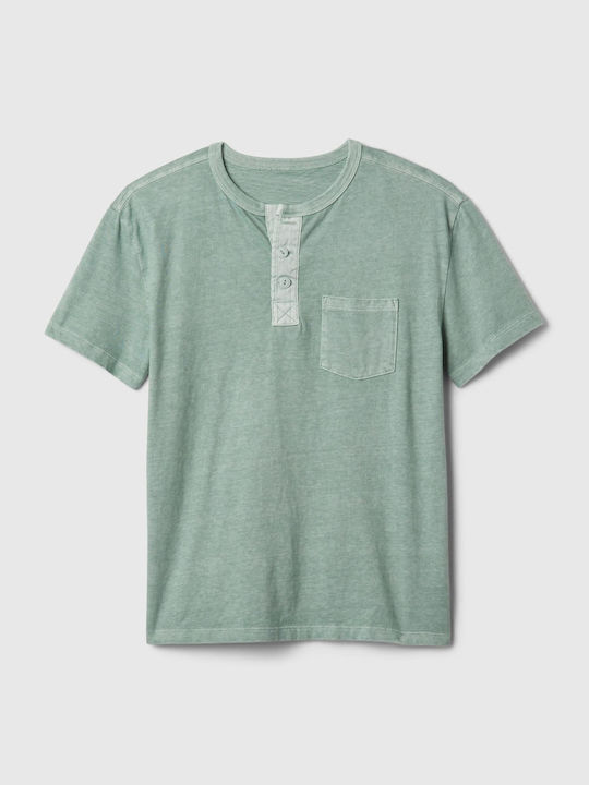 GAP Kids' Shirt Short Sleeve Green Henley