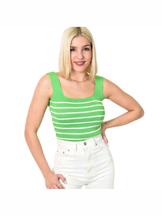 Potre Γυναικεία Καλοκαιρινή Μπλούζα Ριγέ Πράσινο