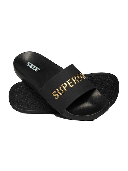 Superdry Logo Vegan Pool Ανδρικά Slides Μαύρα