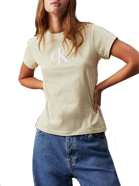 Calvin Klein Monogram Damen T-Shirt Grün