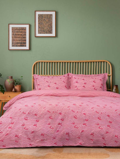 Madi Set Super dublu 4buc 160x200+30cm cu Elastic Petalmesh Roz