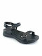 Leather Women's Flat Sandals Anatomic in Black Color