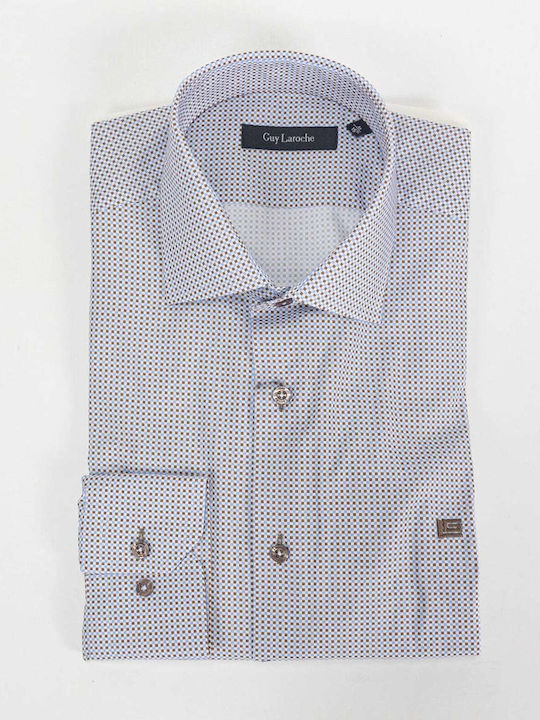 Guy Laroche Men's Shirt Long Sleeve Cotton CAFE