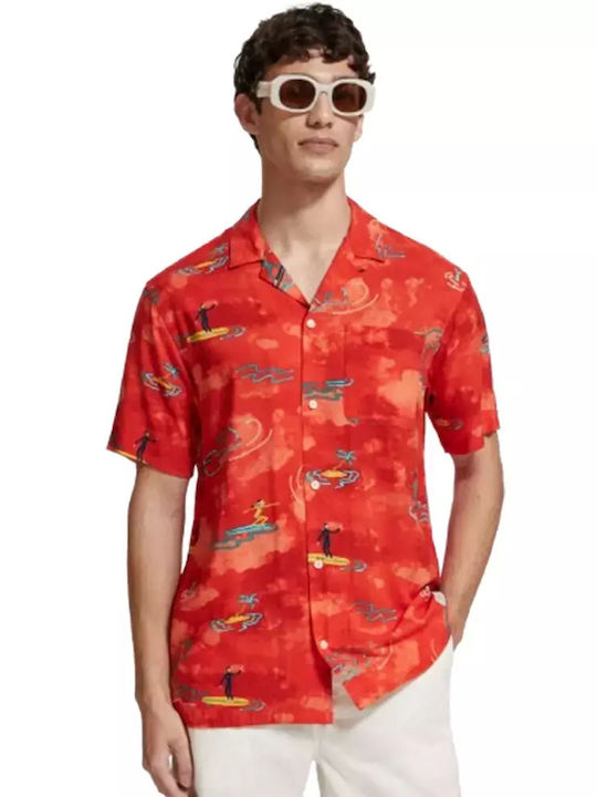 Scotch & Soda Men's Shirt Short Sleeve Red