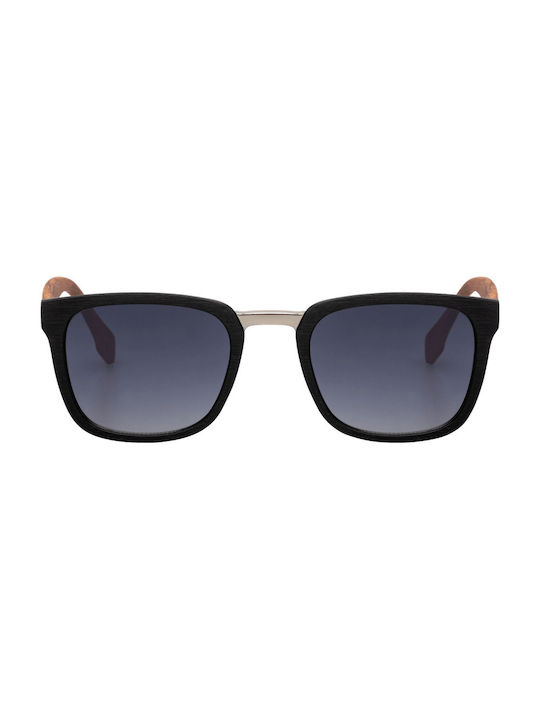 Men's Sunglasses with Black Frame and Black Gradient Lens 07-25874-Black-Brown