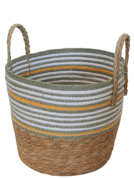 Decorative Basket Wicker with Handles White Plastona