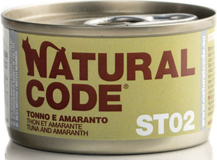 Natural Code St02 Υγρή Τροφή για Ενήλικες Γάτες σε Κονσέρβα με Τόνο χωρίς Γλουτένη 85gr