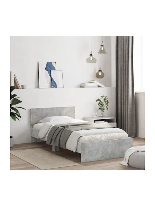 Bed Single Wooden Gray with Slats for Mattress ...