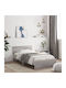 Bed Single Wooden Gray with Slats for Mattress 100x200cm