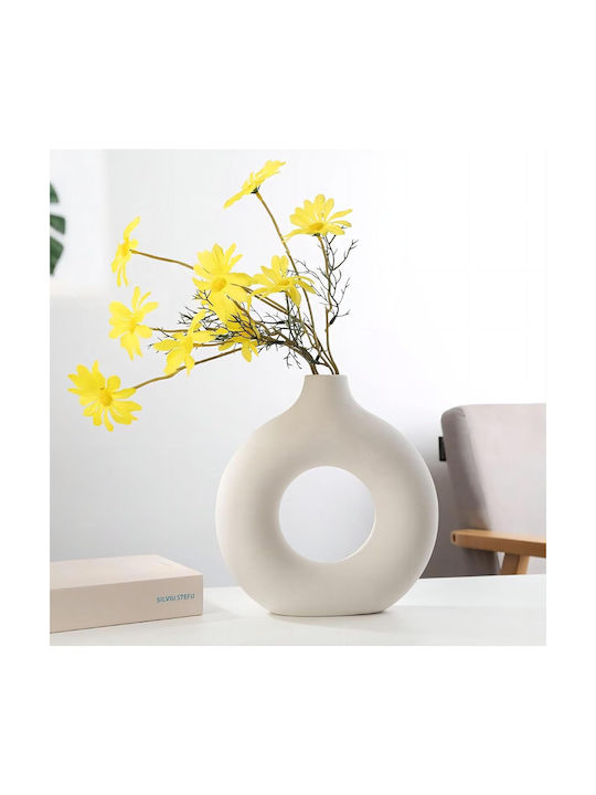 Decorative Vase Λουλουδιού White 18cm