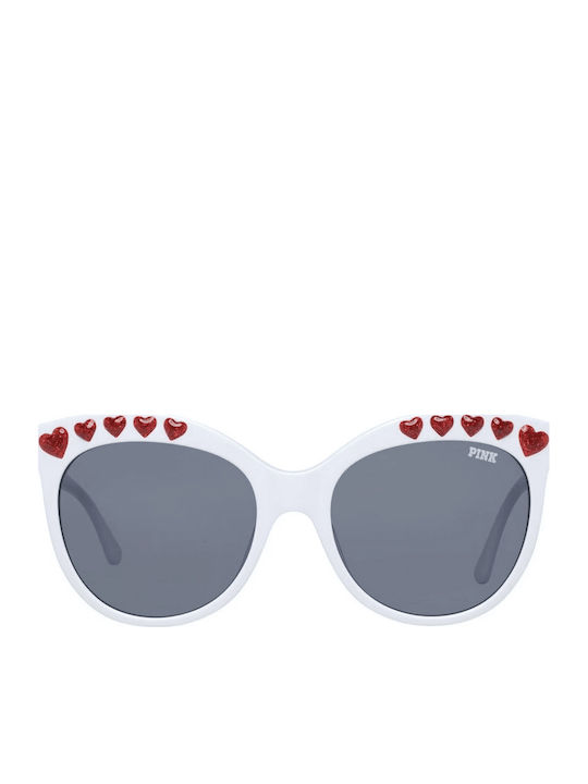 Victoria's Secret Women's Sunglasses with White Plastic Frame and Gray Lens PK0009 25A