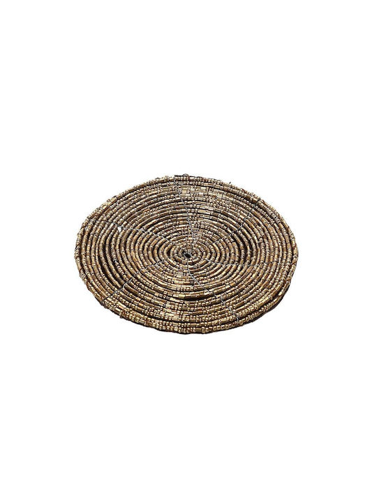 Espiel Rund Untersetzer Kunststoff Gold 10cm 4Stück