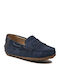 Boys Leather Moccasins Navy Blue