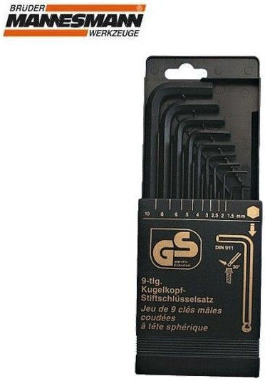 Mannesmann Allen-Schlüssel-Set mit 9 Schlüsseln