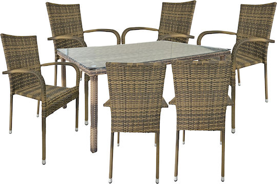 Set Sala De Mese Pentru Exterior 7 Piese Maro MB11492