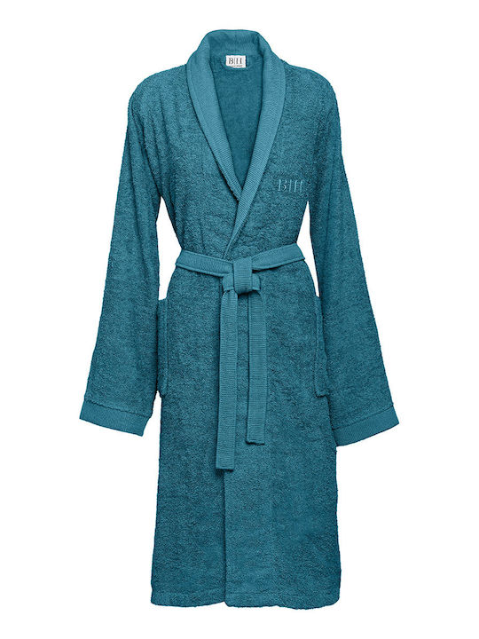 Beauty Home Bademantel mit Halsband Petrol Blau 3403 XL Petrol