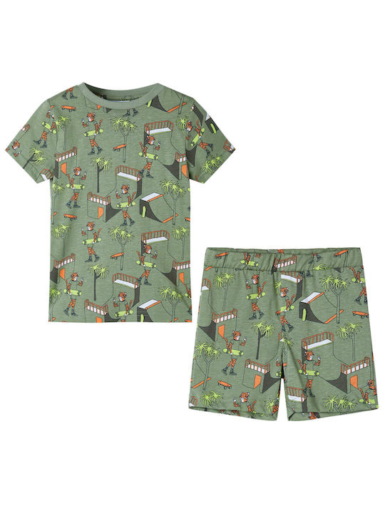 vidaXL Kids Pyjamas Summer Cotton Khaki