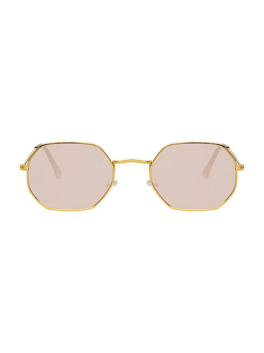 Spezia Sunglasses with Gold Metal Frame and Pink Mirror Lens 01-3066-6
