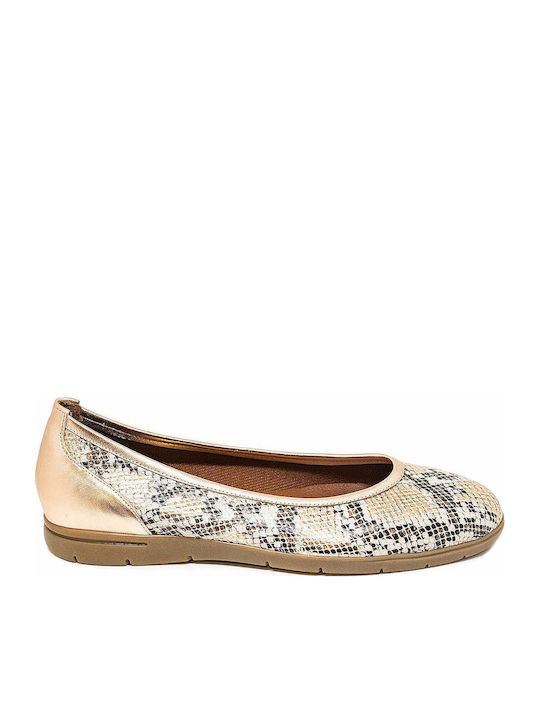 Lederne Damen Ballerinas in Beige Farbe