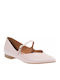 Lederne Damen Ballerinas Spitz zulaufend in Beige Farbe