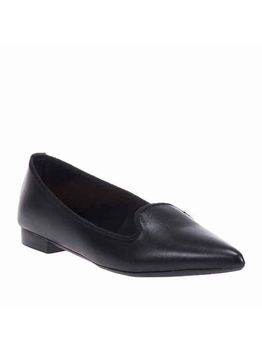 Toutounis Leather Pointy Ballerinas Black