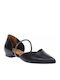Lederne Damen Ballerinas Spitz zulaufend in Schwarz Farbe