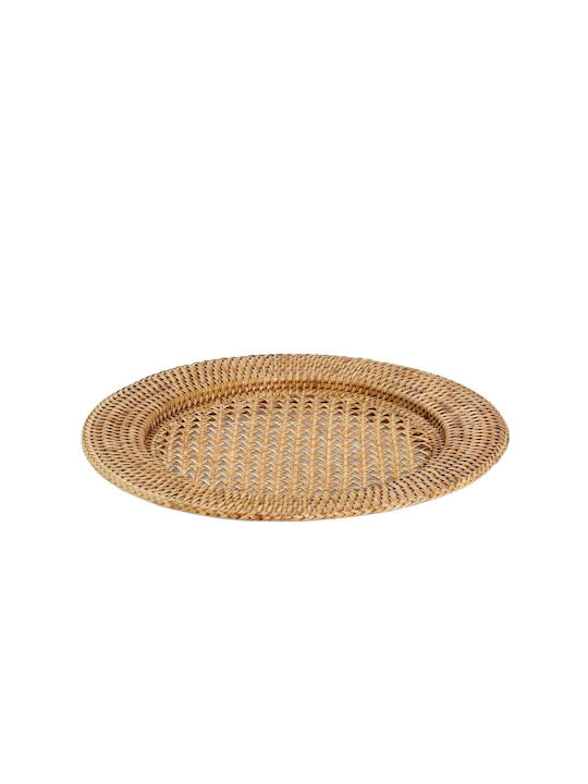 Andrea House Διακοσμητική Πιατέλα Στρογγυλή Rattan Λευκή 32x32x2εκ.